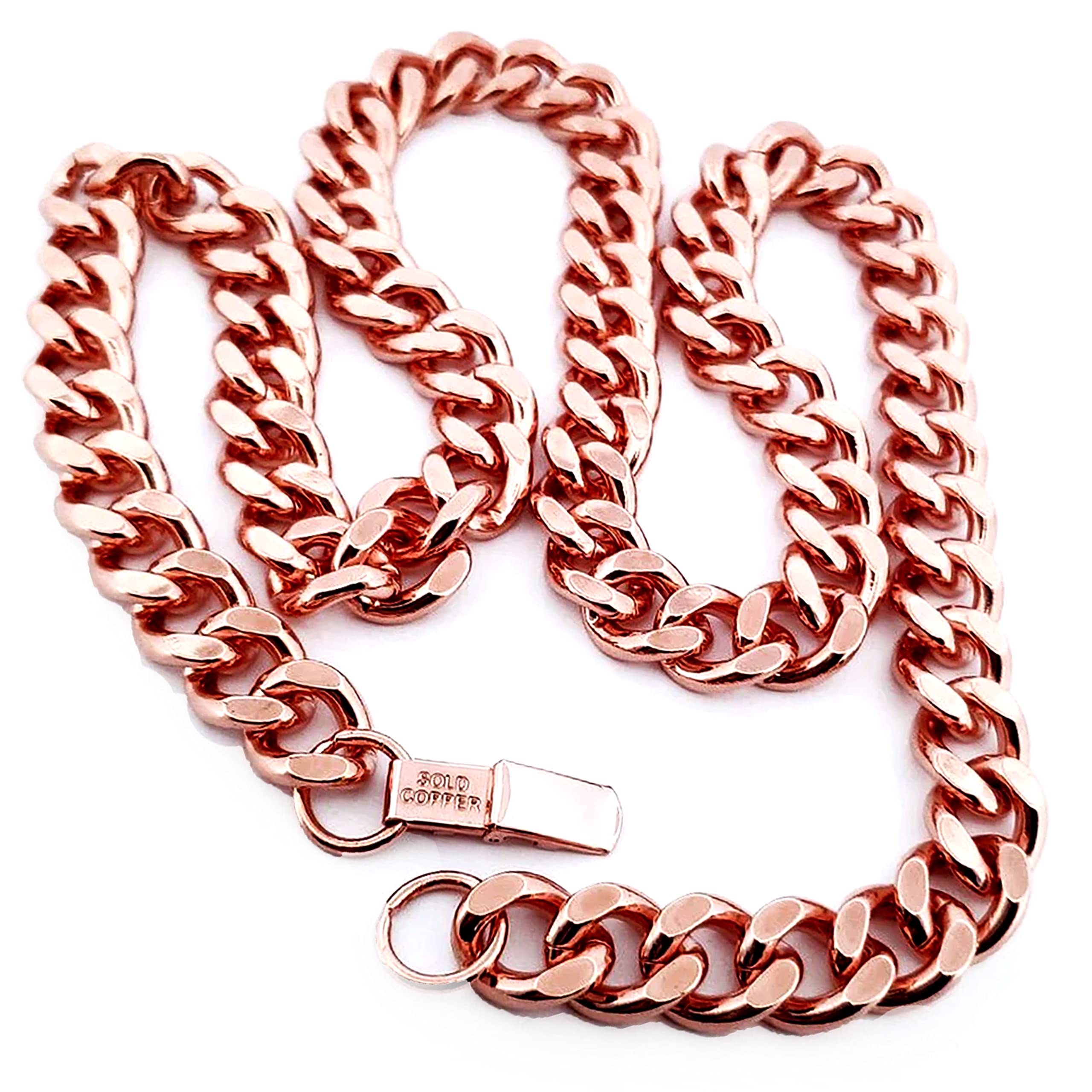 1 Pure Copper Cuban Link Necklace Heavy Solid Statement Jewelry Chain 24