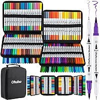  Ohuhu Markers for Adult Coloring Books: 120 Colors Coloring  Markers Dual Tips Fine & Brush Pens Water-Based Art Markers for Kids Adults  Drawing Sketching Bullet Journal Non-bleeding - Maui - White 