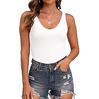 Halife Women's Double Lined Tank Tops Seamless Sleeveless Basic Fitted Shirts