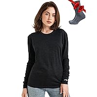 Merino.tech Merino Wool Base Layer Women 100% Merino Wool Midweight, Lightweight Long Sleeve Thermal Shirt + Wool Socks