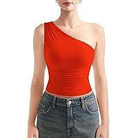 SUUKSESS Women Double Lined Going Out Trendy Crop Tops Ruched Sleeveless Shirts