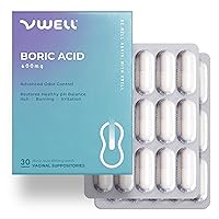 Boric Acid Vaginal Suppositories 29 Counts Blister Pack - Maintains and Balances Healthy Vaginal pH & Microbiome to Manage Odor Itch Burning Irritation Intimacy - Doctors Recommended for Women