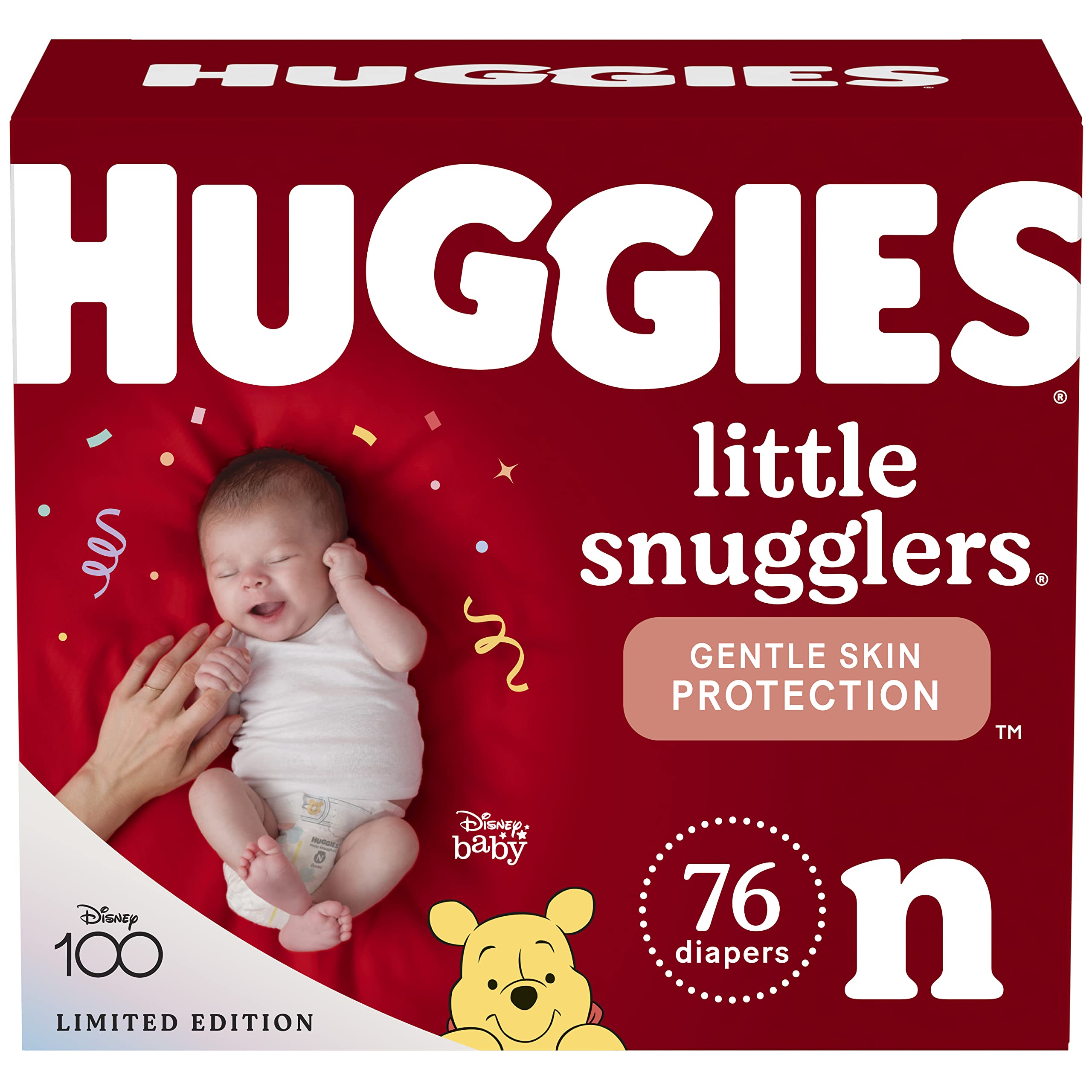 Huggies Little Snugglers Baby Diapers, Size Newborn (up to 10 lbs), 76 Ct, Newborn Diapers