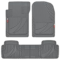 Motor Trend FlexTough Advanced Gray Rubber Car Floor Mats – 3 Piece Trim to Fit Floor Mats for Cars Truck SUV, All Weather Automotive Liners with Traction Grips and Multiple Trim Lines