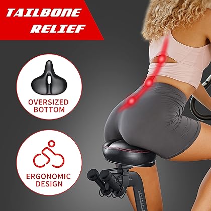 PeloFamily Wide Bike Seat Compatible with Peloton Bike & Bike Plus, Bike Seat Cushion for Comfort Wide, Bike Saddle Replacement for Women & Men, Extra Padding Bicycle Seat, Accessory for Most Bikes