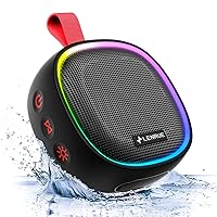 LENRUE Shower Speaker with IPX7 Waterproof, Small Portable Bluetooth Speaker with Dynamic Lights, Loud Sound, Double Wireless Stereo, Clip for Bike Pool Beach Boat Kayak