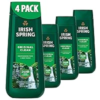Irish Spring, Original Clean Body Wash for Men, Smell Fresh and Clean for 24 Hours, Cleans Body, Hands, and Face, Made with Biodegradable Cleansing Ingredients, 4 Pack, 20 Oz Bottle