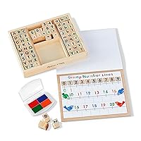 Melissa & Doug Deluxe Letters and Numbers Wooden Stamp Set ABCs 123s With Activity Book, 4-Color Stamp Pad - Arts & Crafts For Kids Ages 4+