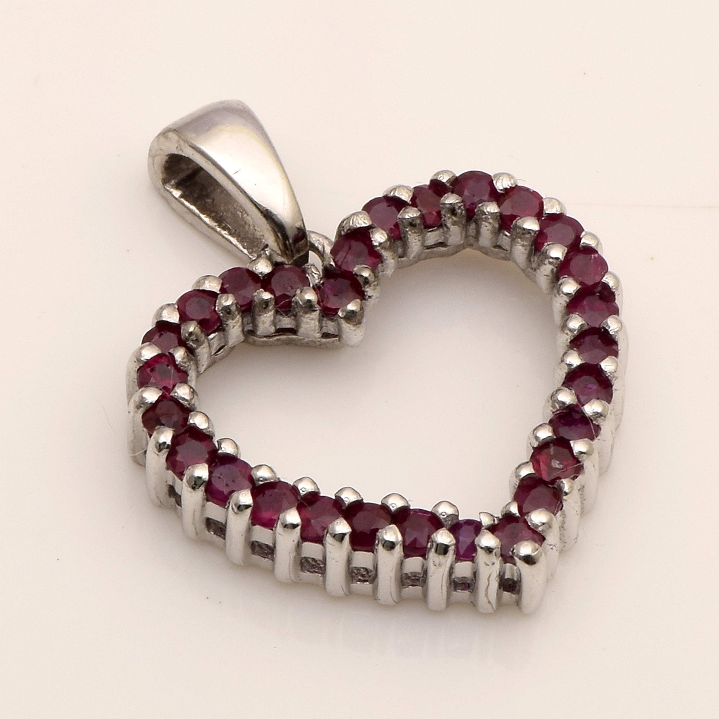 Shine Jewel Open Heart Pendant !! 925 Sterling Silver 1.20 Ctw Natural Gemstone Wedding Gift for her Pendant (ruby)