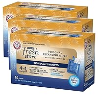 FitRight Fresh Start On-The-Go Flushable Wipes (48 Count), Personal Cleansing Wipes, Individually Wrapped Sachets for Urinary Incontinence with The Odor-Control Power of ARM & Hammer Baking Soda