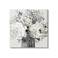 Bold Abstract Floral Arrangement Black Cream Expressive Flowers, Design by Lanie Loreth Canvas Wall Art, 30 x 30, Grey