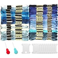 30 Skeins Embroidery Threads Embroidery Floss for Friendship Bracelet String Cross Stitch DIY String Art (Blue)