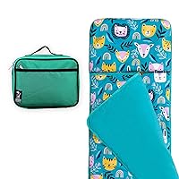 Wildkin Kids Lunch Box Bag Bundle with Plush Nap Mat (Emerald Green)