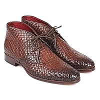 Paul Parkman Men's Brown Woven Leather Chukka Boots (ID#CK82WVN)