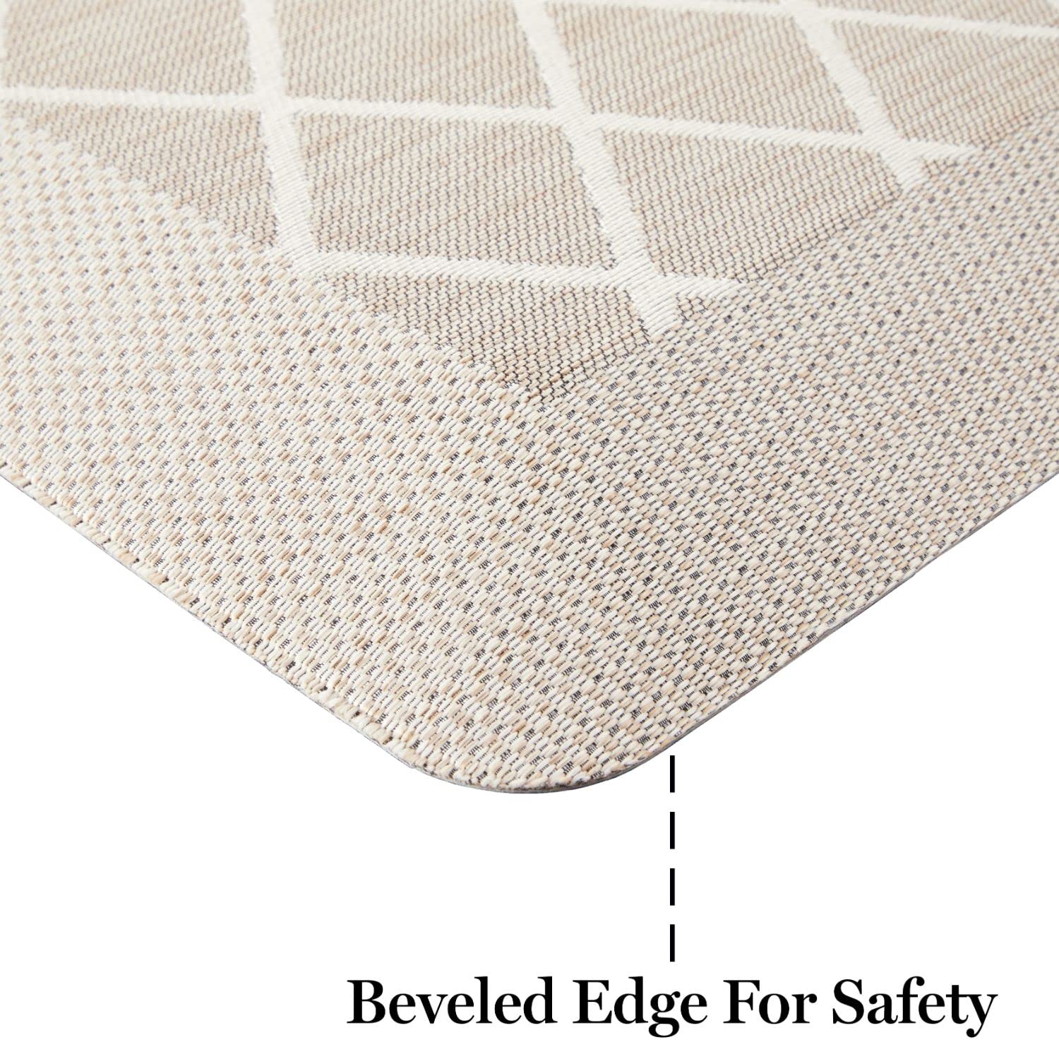 Martha Stewart Miles Modern Diamond Anti-Fatigue Air-Infused Kitchen Mat, Beige, 19.6