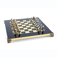 Cycladic Art Chess Set - Bronze Material - Blue Chess Board
