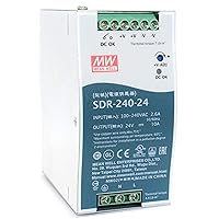 MEAN WELL SDR-240-24 240W 10A 24VDC Single Output DIN Rail Power Supply with PFC Function (SDR Series High Efficiency UL 508 Approved)
