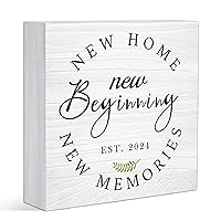 2024 New Home Decorative Wooden Box Sign,Closing Gifts for Home Buyers,2024 Housewarming Gifts,Office Decor,Desk Decor Box Sign,Shelf Decor,Home Decor,Square Wooden Decorative Box Sign,T3