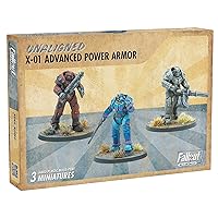 Modiphius Entertainment: Fallout: Wasteland Warfare - Unaligned: X-01 Power Armor - 3 Figures, Unpainted Miniatures, Scenic Bases, Tabletop Miniatures