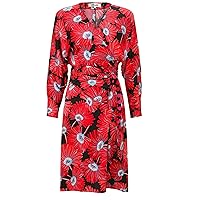 Diane von Furstenberg DVF Women's Mikah Red Floral Long Sleeve Wrap Dress