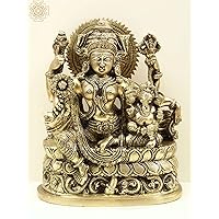 9'' Goddess Parvati with Baby Ganesha - Brass