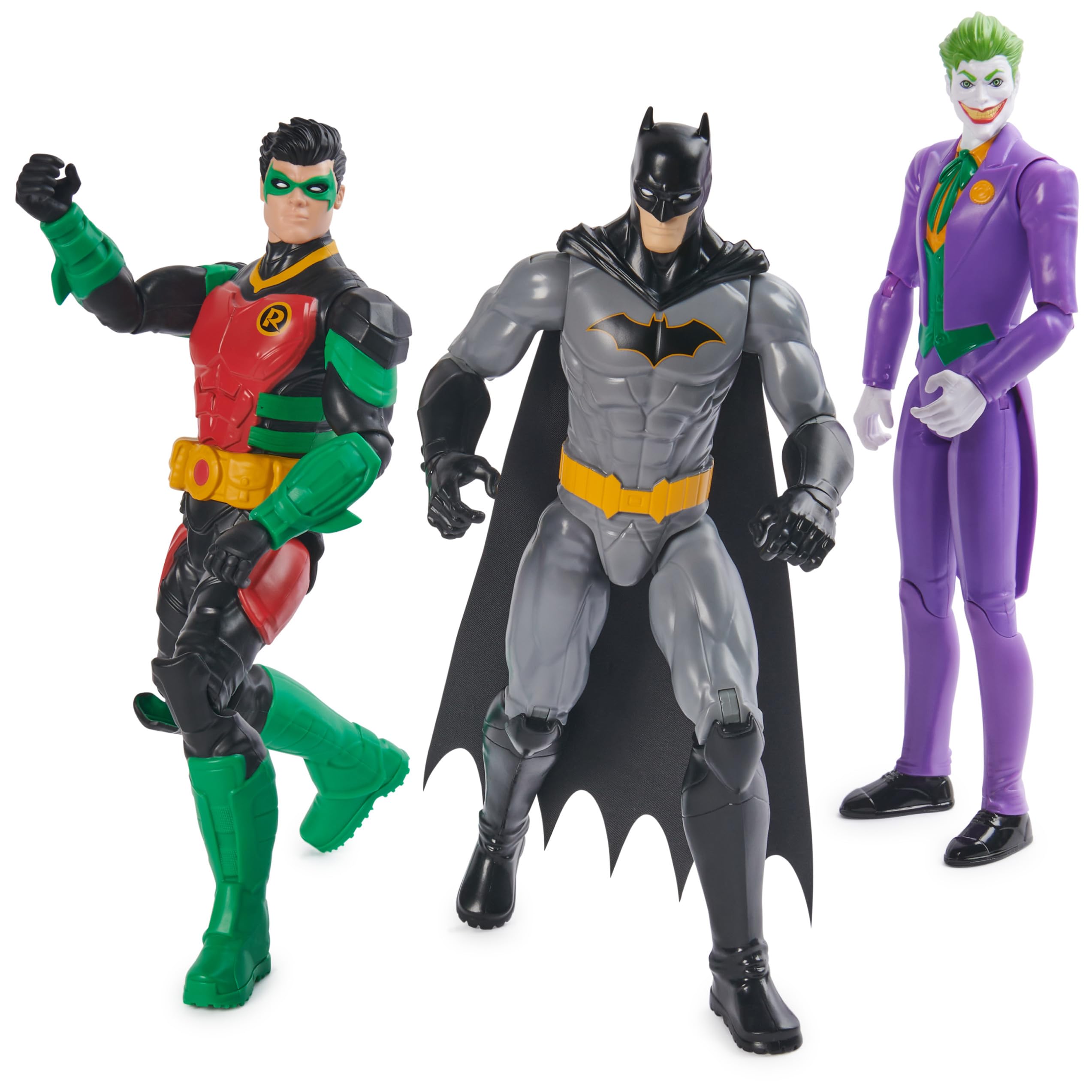 DC Comics, Batman, Team Up 3-Pack Batman, The Joker, Robin 12-inch Figures, Collectible Super Hero Kids Toys for Boys & Girls