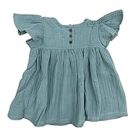 Victoria Short Girl Dress with Flying Sleeves 100% Organic Cotton Gauze