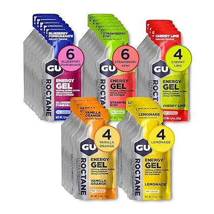 GU Energy Roctane Ultra Endurance Energy Gel, Quick On-The-Go Sports Nutrition for Running and Cycling, Assorted Flavors (24 Packets)