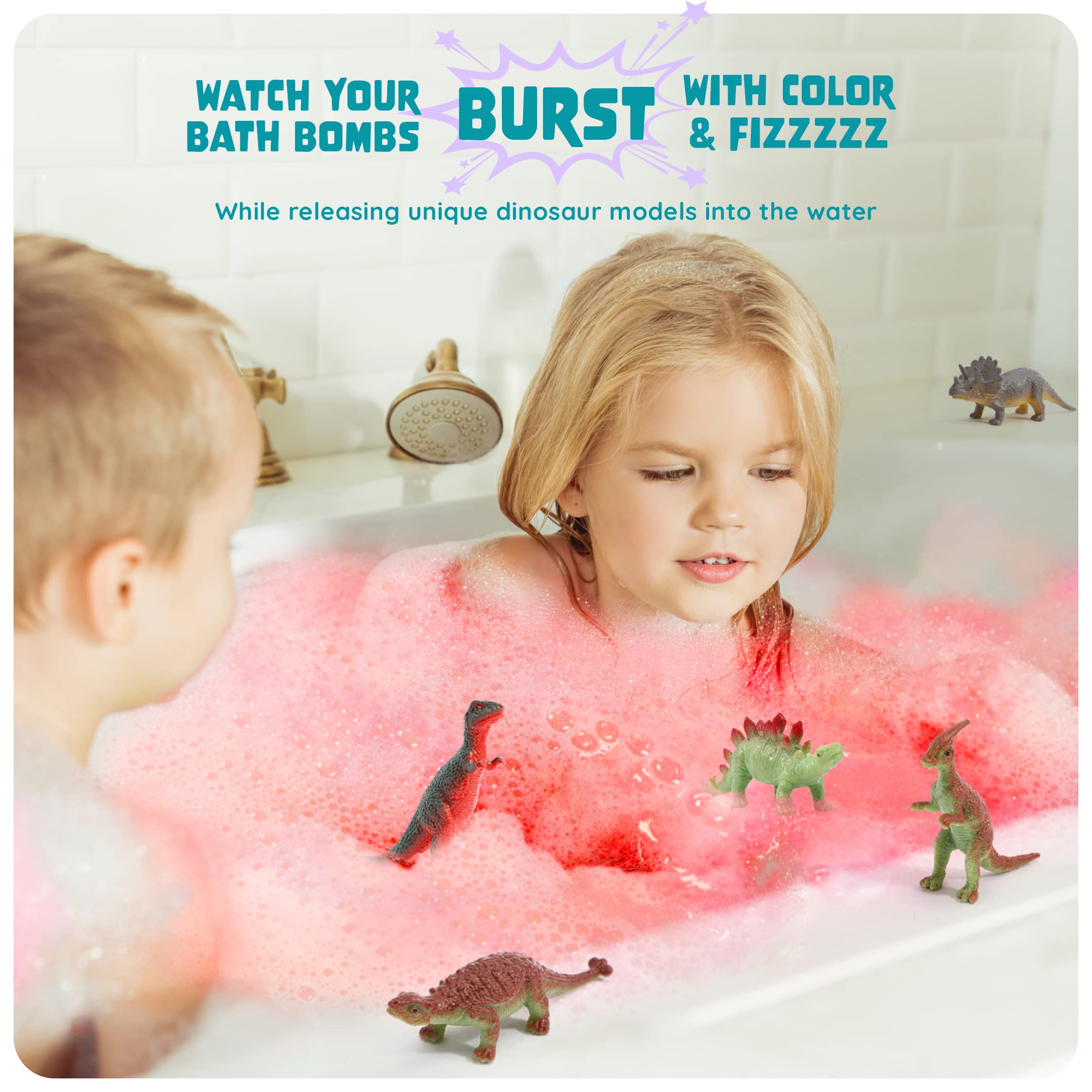 Dino Egg Bath Bombs for Kids - Easter Kids Bath Bomb with Surprise Inside - Dinosaur Toys Gift for Boys and Girls Ages 3 4 5 6 7 & 8 Years Old Toy Kid Gifts - Fun Educational Bath Toys. Dino Fizzy Set