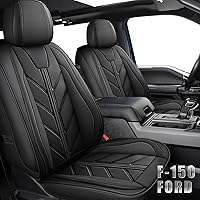 Truck Seat Covers Compatible with Ford F-150 2009-2023 XL XLT Lariat King Ranch Platinum Tremor Pickup Faux Leather Cushion Protector Fit Ford F150 Crew Cab(Black, Full Set)