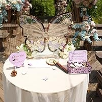 Butterfly Guest Book Alternative Frame Ideas: Personalized Wooden Hearts For Wedding Guest Book With Butterfly Frame For Sign And Reception Wedding, Quinceanera Pink Butterfly