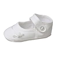 Girls Cotton Batiste Shoe Embroidered with Tiny Braid and Rosebud