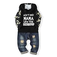 Renotemy Toddler Baby Boy Clothes Denim Outfits Infant Hooded Sweatshirt Jeans Clothing For Little Boys