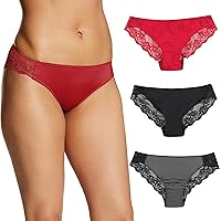 Maidenform Tanga Pack, Back Underwear, Cheeky Lace Panties for Women, 3-Pack