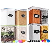 Extra Large Food Storage Containers (8 Pack) with Lids Airtight for Flour Sugar & Rice - Airtight Kitchen & Pantry Organization for Bulk Food Storage - with Markers Labels & Measuring Cups