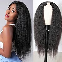 UNICE Hair U Part Human Hair Wigs Afro Kinky Straight Middle Part Wig for Women, Brazilian Virgin Hair Glueless Full Head Clips in Half Wig 150% Density 18inch