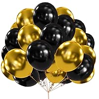 200pcs Metallic Gold Black Balloons 12 inches Super Party Balloon Kit set for Birthday Party Graduation Wedding New Year Decorations