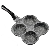 Buecmue Rustless Egg Frying Pan | 4-Cup Nonstick Easy Clean Egg Cooker Omelet Pan For Breakfast Swedish Pancake, Plett, Crepe Pan Gas Stove and Other Stoves Cookware