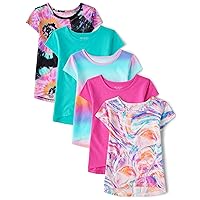 The Children's Place Girls' Short Sleeve Graphic High Low Top 5 Pack