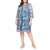 Alex Evenings Women's Plus Size Midi Scoop Neck Shift Dress with Jacket