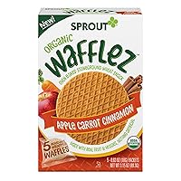 Organic Baby Food, Stage 4 Toddler Snacks, Apple Carrot Cinnamon Wafflez, Single Serve Waffles 5 Count(Pack of 1)