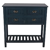 Decor Therapy Bailey Bead board 4-Drawer Console Table, 14x32x32, Antique Navy