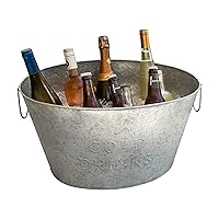 Mind Reader Ice Beverage Bucket for Parties, Wine Bucket, Baby Photos, Galvanized Metal, 19.5