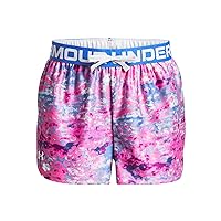 Under Armour Girls' Play Up Shorts, (464) Water / / White, Large Plus