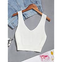 Women's Tops Sexy Tops for Women Shirts Double Neck Ribbed Knit Top Shirts for Women (Color : White, Size : Large)