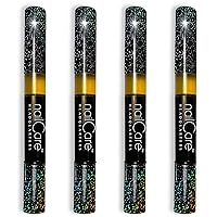 Cuticle Oil Pen for Nails - Nail Strengthener & Growth Treatment Serum for Damaged Nails, Hangnails w/Jojoba cuticle oil—Natural Fragrance - Holographic Glitter Pens 4-Pack