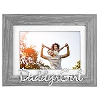Malden Daddy's Girl Picture Frame, Gray Textured Wood Grain Finish, 4x6 or 5x7 inches, Silver Distressed Expression MDF, Swing Tab Closures, Easel Back, 0.75 inches Deep, 1 Photo