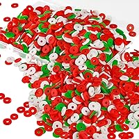 Batiyeer 3000 Pcs Valentines Clay Bead Set 6 mm St. Partrick's Day Winter Polymer Heishi Clay 4th of July Bracelet Making Beads Patriotic Spacer Beads for Necklace(Red, Green, White)
