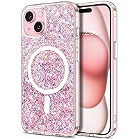 Hython Case for iPhone 15 Case Glitter, Cute Clear Glitter Sparkly Shiny Bling Sparkle Cover, Anti-Scratch Soft TPU Thin Slim Fit Shockproof Protective Phone Cases for Women Girls, Shiny Pink