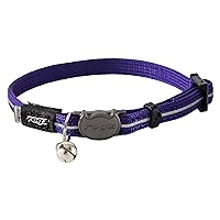 Rogz Reflective Nylon Cat Collar with Breakaway Clip and Removable Bell, fully adjustable to fit most breeds, Purple